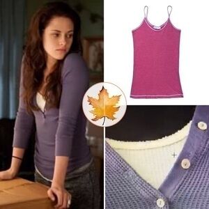 Sparkle • Waffle Knit Cami Tank Top Pink M ASO Bella Swan Alt